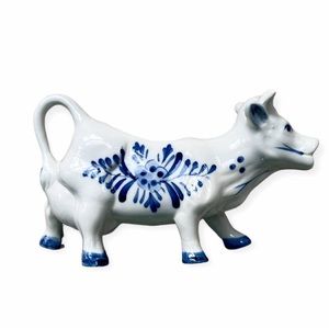 Vintage Delft Blue Hand Painter Cow Creamer